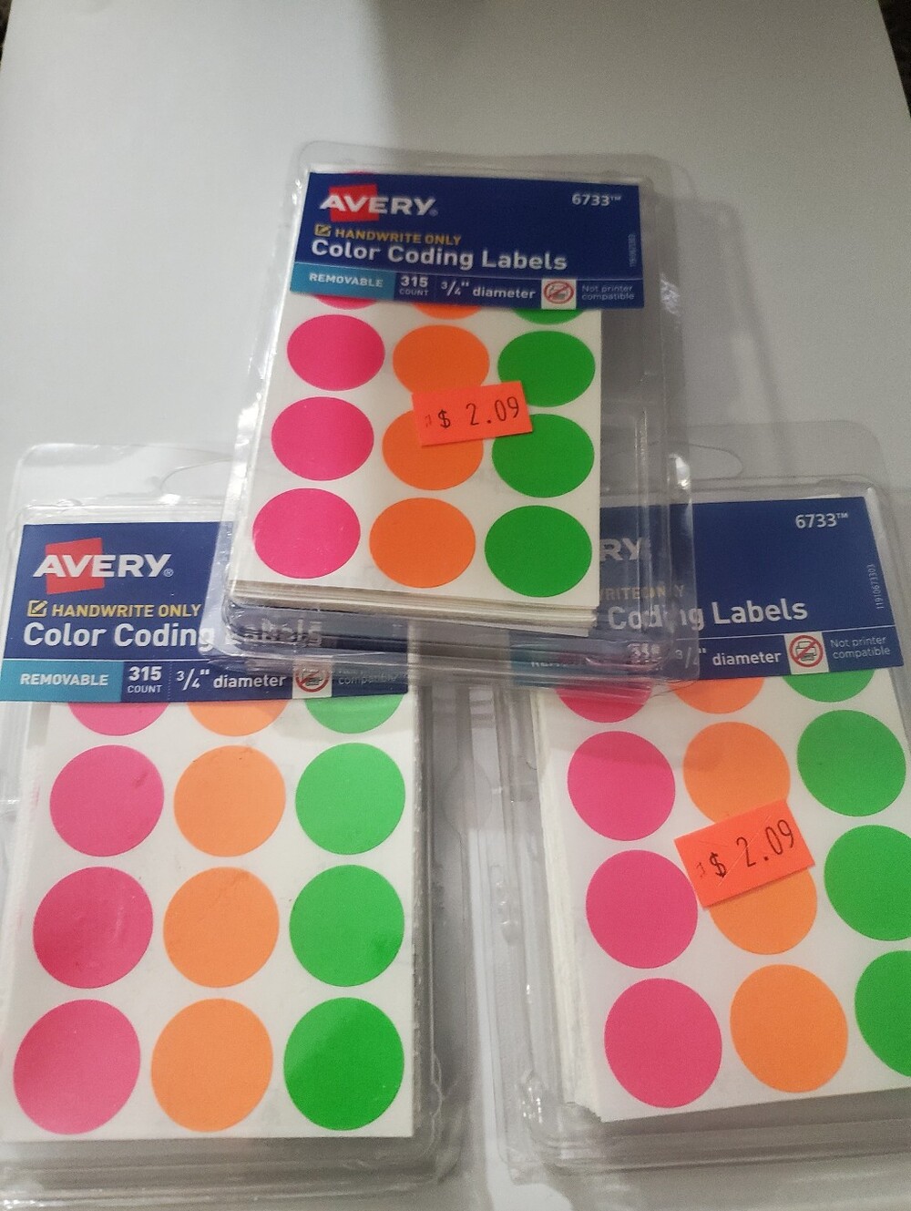 3pks Avery Color Coding Labels